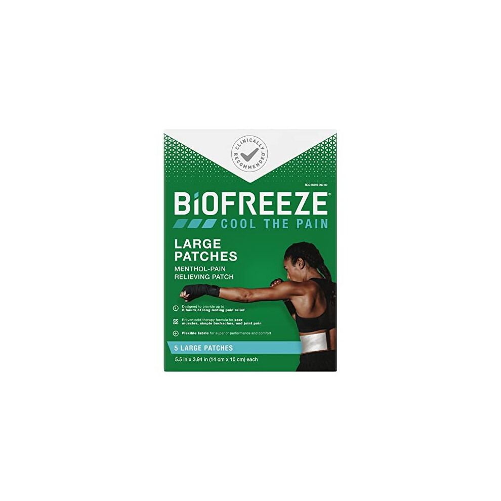 Biofreeze Menthol Pain Relieving Patches 5 Patches Per Box Up To 8 Hours Of Pain Relief From Sore Muscles Arthritis Backaches Spains Bruises Strains