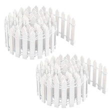 2-Pack Miniature Garden Fence - White Wooden Flexible Picket Fence, 90cm x 5cm Each, for Fairy Gardens, Dollhouses & Pots