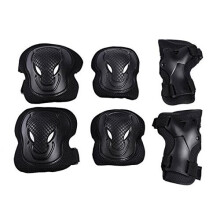 6 in 1 Adult Knee Pads Elbow Pads Wrist Guards Protector Protective Gear for Ice Roller Skating Cycling Riding Scooter Skateboard Light