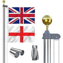 20 FT Sectional Flag Pole Kit Extra Thick Aluminum Flagpole with 2 Flag 2 Rope and Golden Ball Heavy Duty Outdoor In Grand Flag Pole for