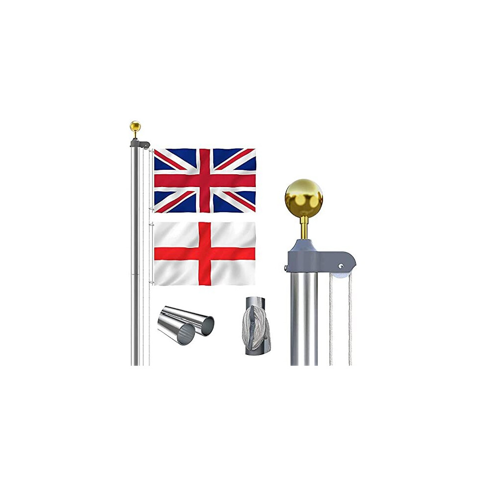Thanaddo 20 Ft Sectional Flag Pole Kit Extra Thick Aluminum Flagpole With 2 Flag 2 Rope And Golden Ball Heavy Duty Outdoor In Grand Flag Pole For