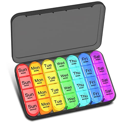 Pill Box 4 Times a Day Betife Weekly Pill Box Organisers 7 Day Tablet Organiser Daily Pill Dispenser 7 Day 4 Compartments Tablet Box for