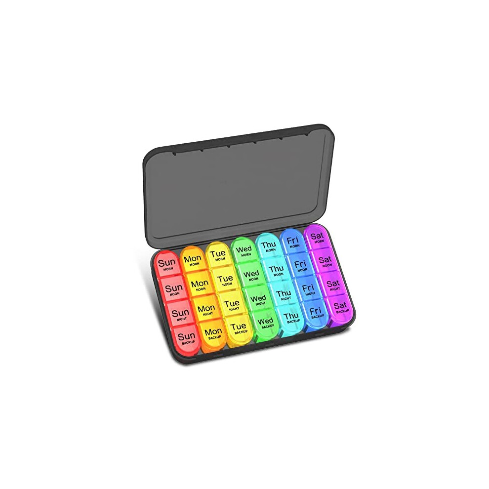 Betife Pill Box 4 Times A Day Weekly Pill Box Organisers 7 Day Tablet Organiser Daily Pill Dispenser 7 Day 4 Compartments Tablet Box For
