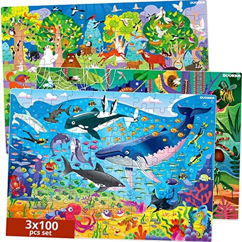 100 Piece Jigsaw Puzzles for Children Age 3 4 5 Set of 3 Giant