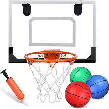 Small Over The Door Basketball Hoop Set for Kids Mini Indoor Basketball Hoop Wall Mount for Door Adults with 3 Rubber PVC Balls Sports Game