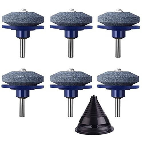 Verlacod 5pc Lawn Mower Blade Sharpener,Reusable Sharp Wear Resistant Grinder Wheel Stone Balancer Drill Attachment Grinding Accessories Most Power H