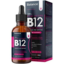 Balance Vitamin B12 Liquid Drops High Strength 3000mcg 60ml Dropper Bottle Vegan Friendly Sublingual and Dual Action for Fast Absorption