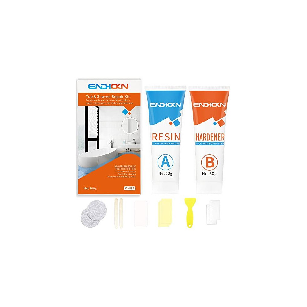 Bath Repair Kit White Endhokn Enamel Porcelain Acrylic Fiberglass Ceramic Sink Repair Kit Tub Tile Ceramic Toilet Shower Kit Tray Chip 6973129251209