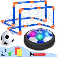 Kids Toys Hover Football Set Rechargeable Air Football with 2 Football Goal Red Yellow cards Whistle Football Games Football Gifts for Boys