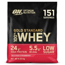 Gold Standard Whey Protein Muscle Building Powder With Naturally Occurring Glutamine and Amino Acids Delicious Strawberry 151 Servings 453kg Packaging