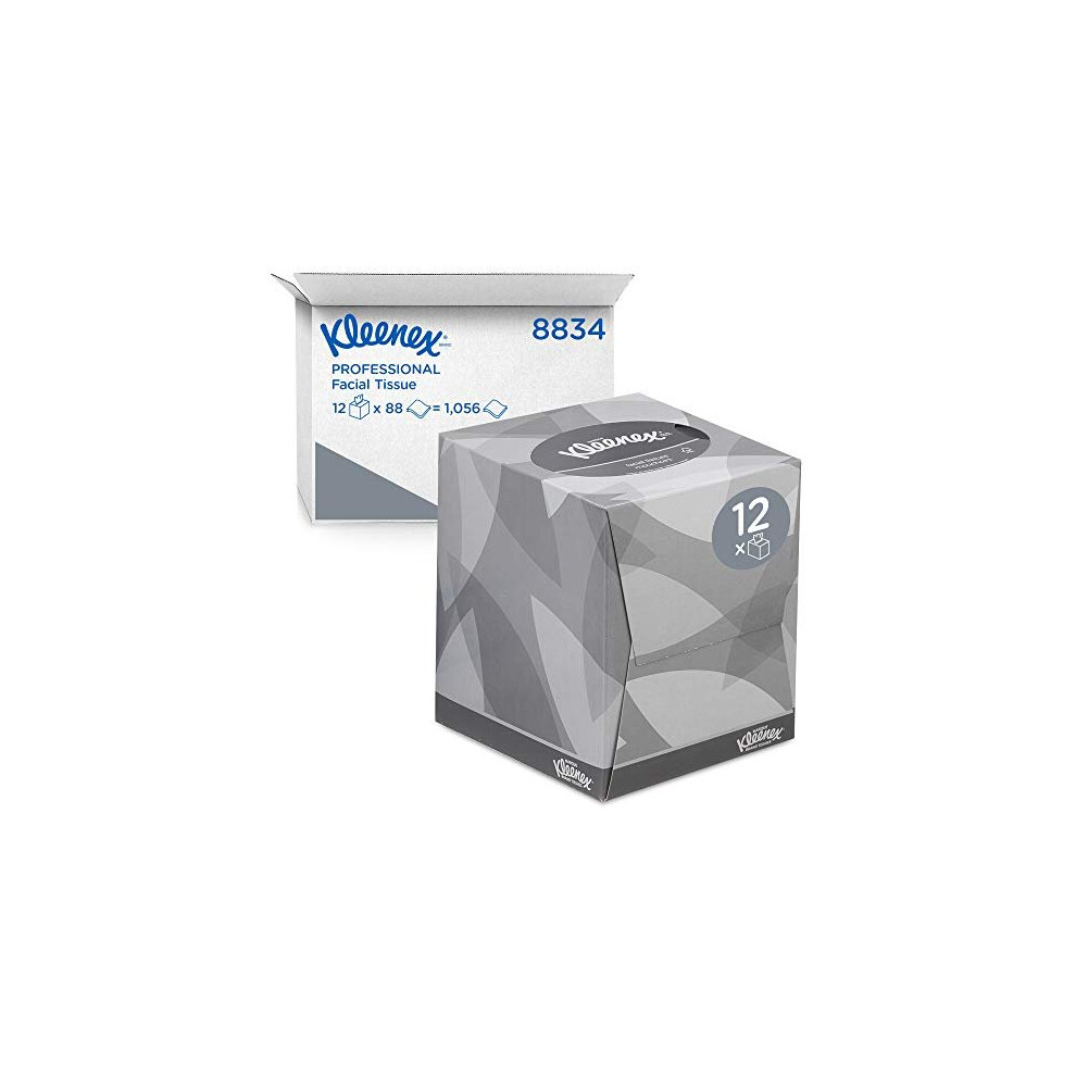 Kleenex Facial Tissue Cube 8834 2 Ply Boxed Tissues 12 Tissue Boxes X 88 Facial Tissues 1056 Sheets White