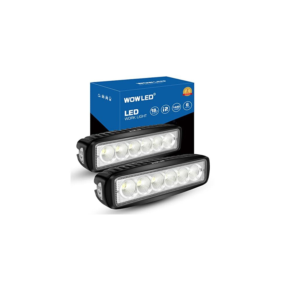 6 Inch LED Light Bar for 4x4 2 Pack 18W LED Work Light 12V Flood Motorbike Work Lamp LED Bar Lights Fog Lights for Off Road Driving LED Reverse Lights