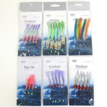 FTD Fladen Sea Fishing Lures Selection Feathers DayGlo and Plankton ideal for Mackerel and other sea fishing