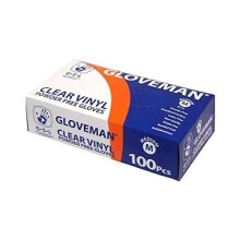 Box of 100 Gloveman Clear Powder Free Vinyl Gloves Medium