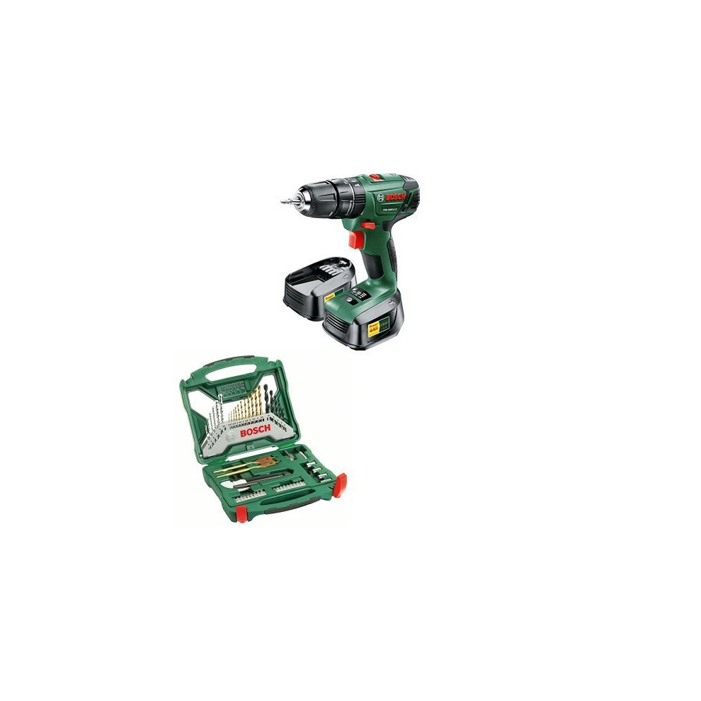 PSB 1800 LI2 Cordless Hammer Drill Driver with 2x 18V Batteries and 50Piece Accessory Set