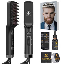 3 in 1 Professional Beard Straightener with Beard Oil Beard Balm Portable Hair Straightener Brush Perfect Men gifts for Hair Styling Mens Beard