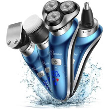 Electric Shaver for Men Rotary Shaver Electric Razor Beard Trimmer Nose Hair Trimmer Cordless Wet Dry Face Brush 4 in 1