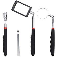 Telescopic Inspection MirrorHomgaty 4Pcs RectangularRound Magnetic PickUp Tool with LED Light Extendable PickUp Stick with MagnetMagnetic Retrieval