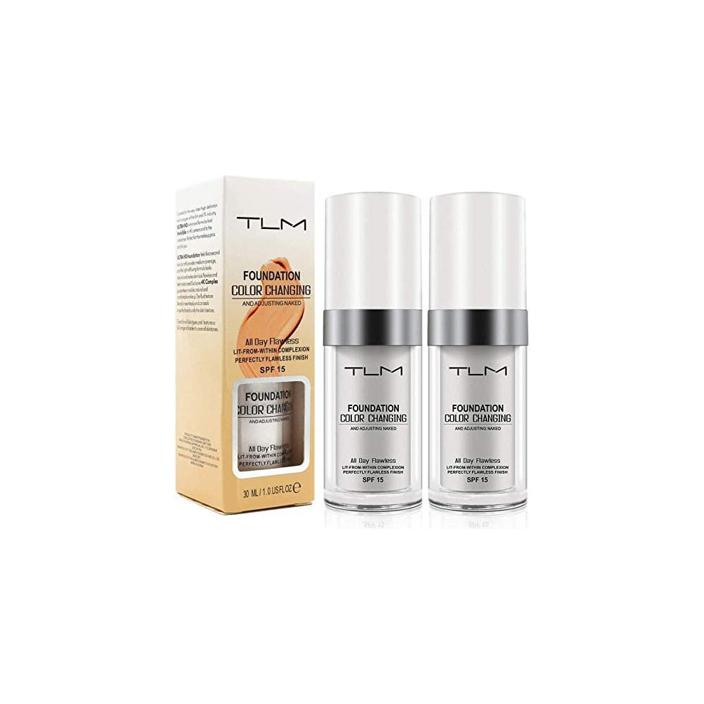 Concealer Cover 2pack Flawless Colour Changing Foundation Makeup Warm Skin Tone Foundation Base Nude Face Moisturizing Liquid Cover Concealer