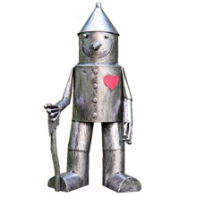 41cm Tall Tin Man His Heart Metal Garden Sculpture with Axe Small