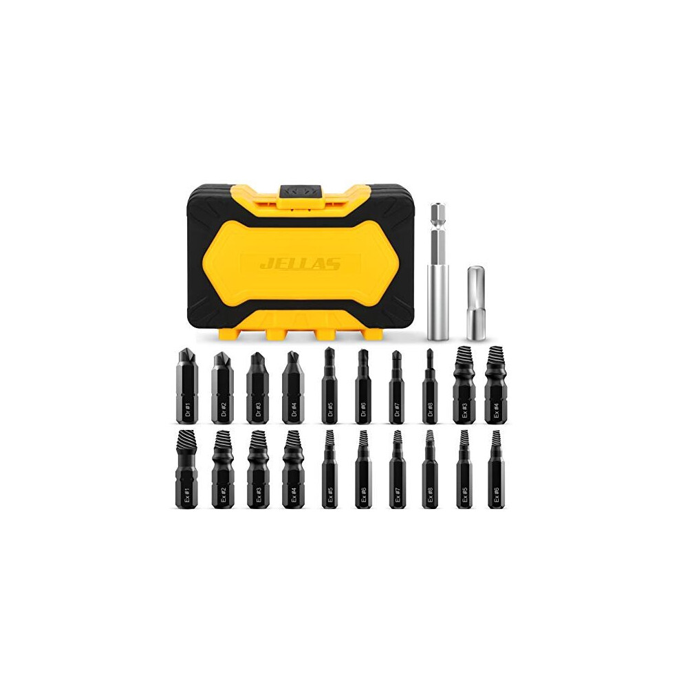 22Pcs Damaged Screw Extractor Set Easy Out Stripped Screw Remover for Broken Screw 212mm Titanium Antirust Coating 6465 HRC Hardness Burnish Extract
