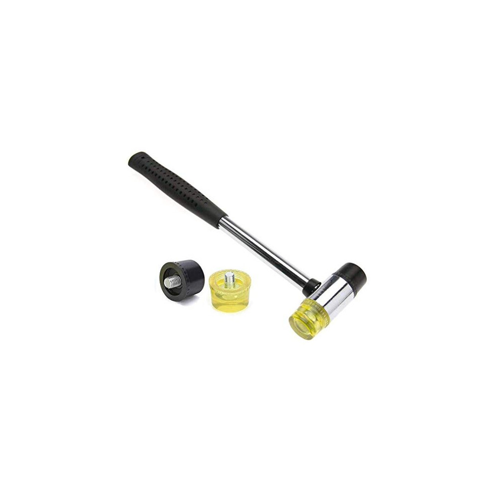 New Rubber Mallet Hammer 25mm Nonslip Grip Dual Mini Rubber and Nylon Head Face with 2X Replacement Hammerheads