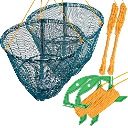 Portable Crab Drop Net with Net Bait Bag Rope Line Handle for
