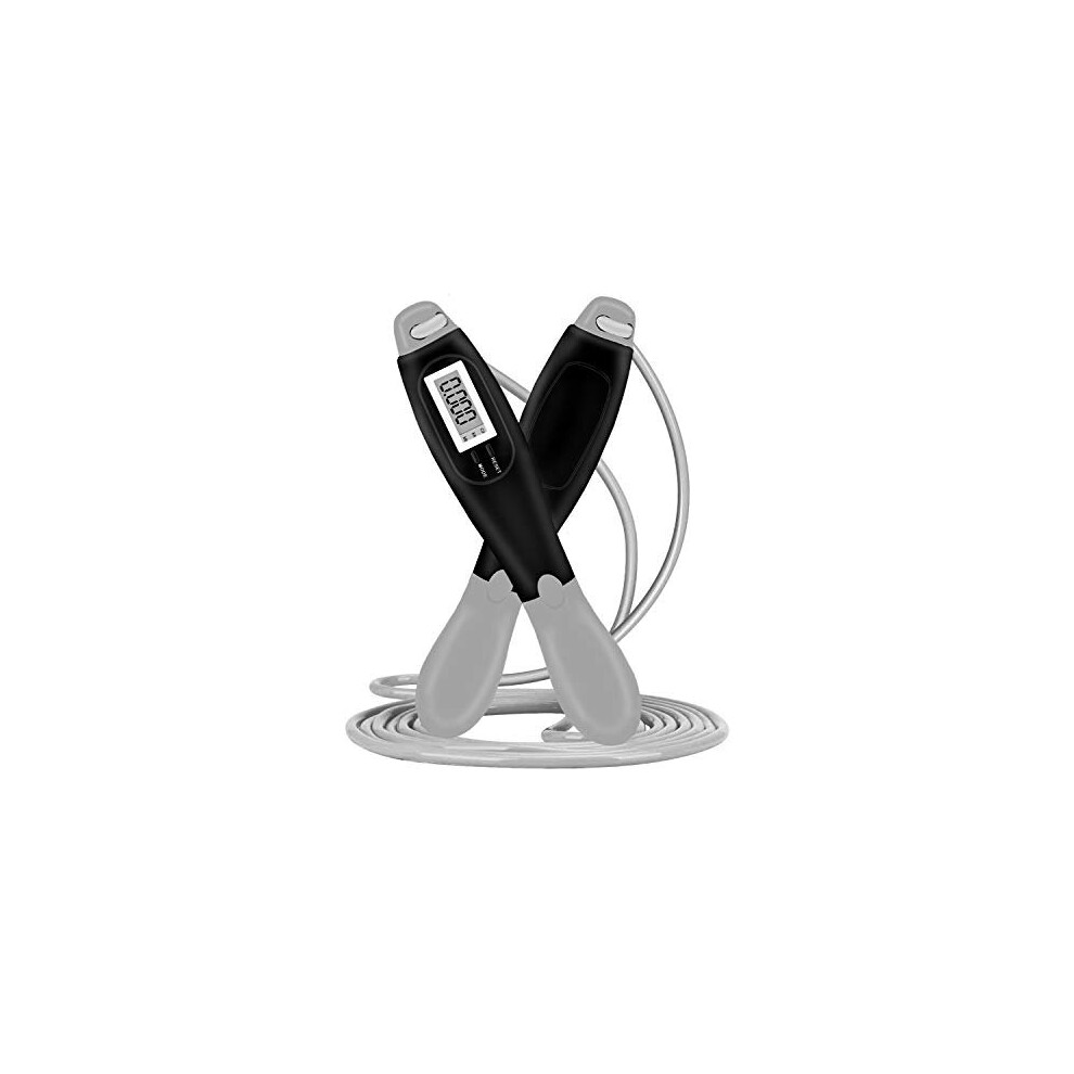 Skipping Rope with Counter 9999 Times for Adult Children Exercise Fitness Jump Rope for Kids Women Adjustable Length BlackGrey