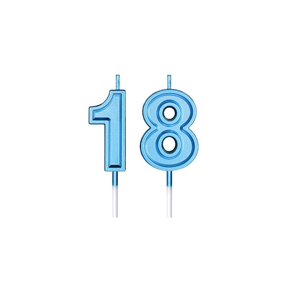 Bbto Blue 18Th Birthday Candles Cake Number Candles Happy Birthday Cake Topper Decorations For Birthday Wedding Anniversary Celebration Supplies