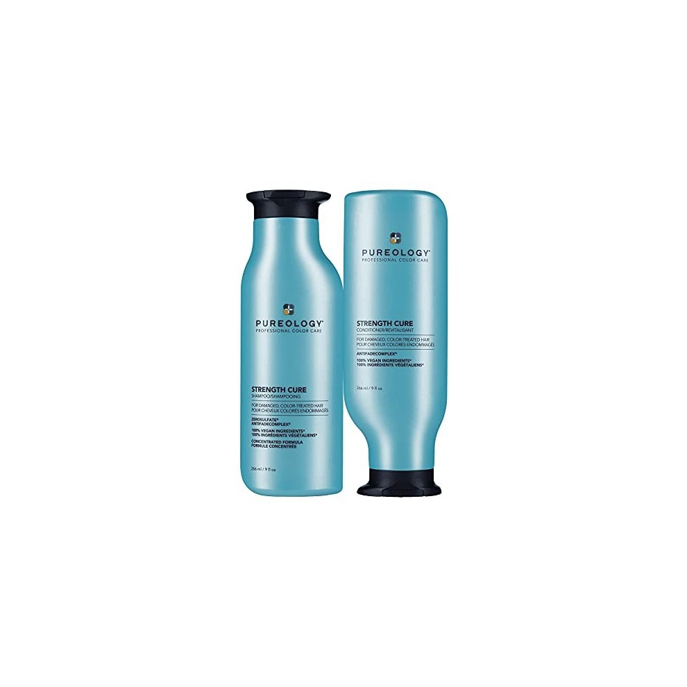 Strength Cure Strengthening Shampoo and Conditioner Set For Damaged Colour Treated Hair Vegan Formulas Sulphate Free for a Gentle Cleanse