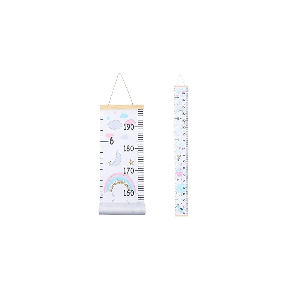 Kids Height Chart 200X20CM Wall Hanging Growth Chart Removable Canvas and Wood Measuring Ruler for Baby Boys Girls Children Bedroom DecorationUnicorn