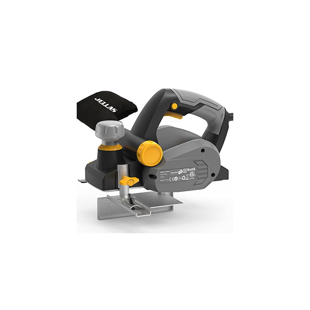 Electric Hand Planer Jellas 16000RPM Planer with 2 Reversible HSS Blades 2mm Adjustable Cut Depth Parallel Fence Bracket Ideal Planer Woodworking