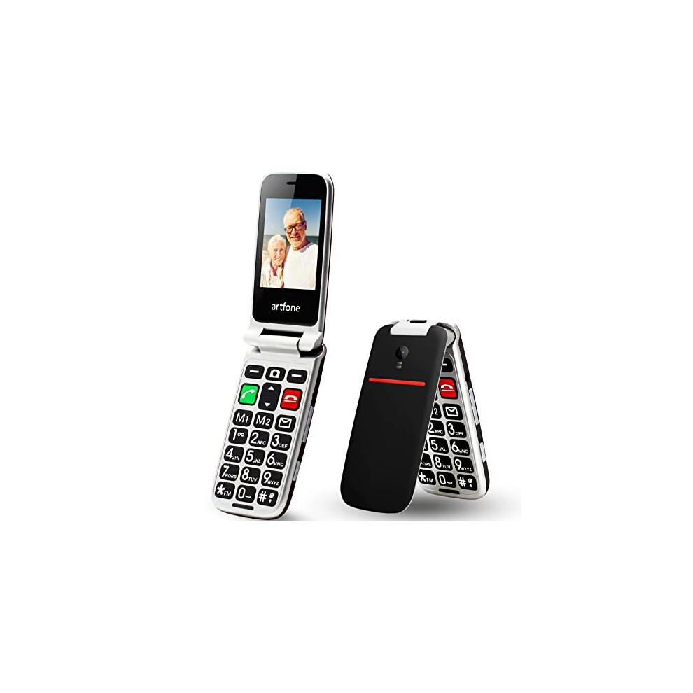 CF241 Senior Flip Mobile Phone Unlocked Big Button Mobile Phone for Elderly with Dual SIM and 24 Large ScreenBlack
