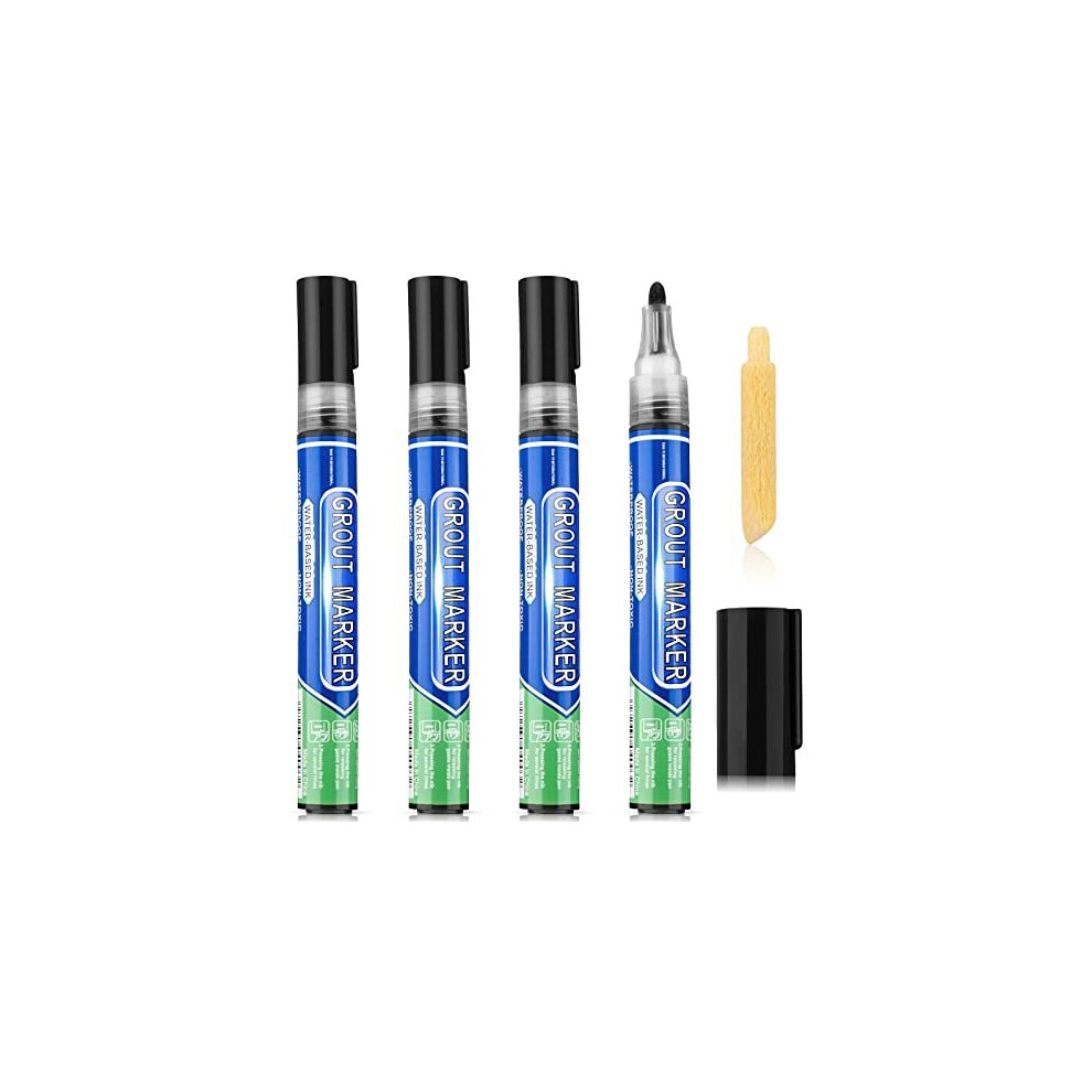 Grout Wall Pen Tile Paint Markers Grout Repair Pen Sealer Pen for Bathrooms Kitchen Porch Patio Repair Refresh Black4 Pieces