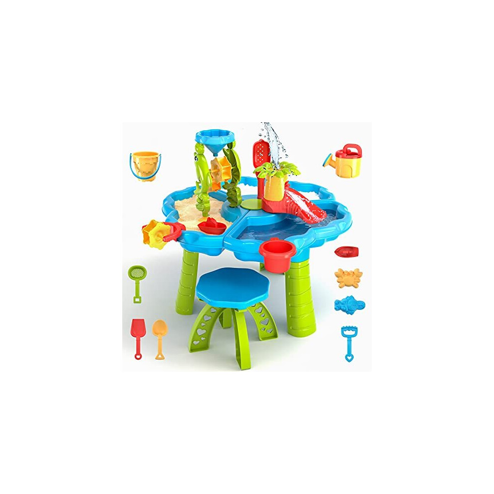 3 in 1 Kids Sand and Water Table Beach Play Activity Table Sandbox with Cover for Toddlers Sensory Table Beach Toys for Kids Play Sand Table