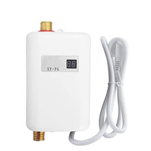 EUNEWR TP01144-WML Mini 3000W Instant Tankless Water Heater, Under-Sink, LCD Display, IPX4, Stainless Steel, White