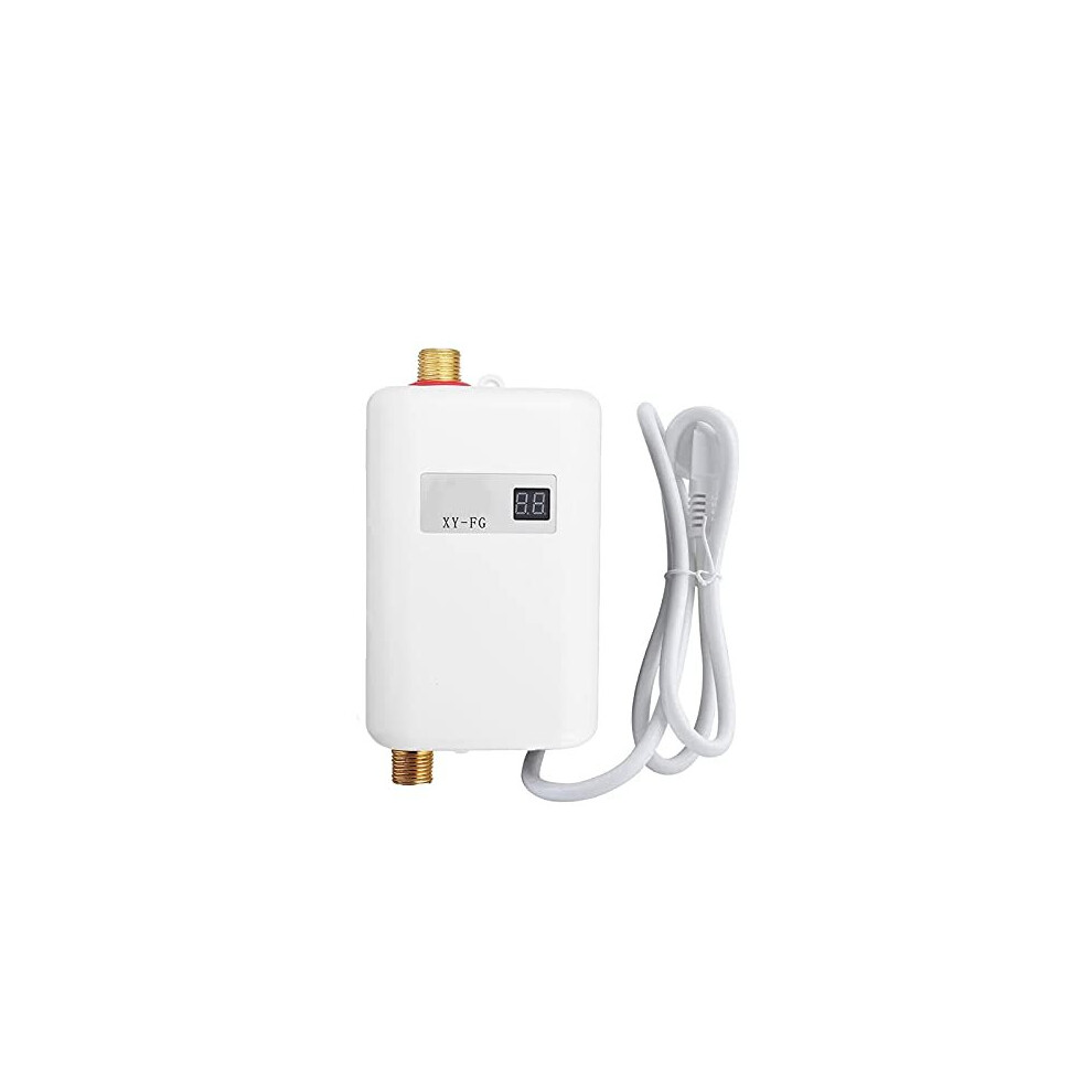 Mini Electric Water Heater 3000W Instant Tankless Hot Water Heater with LCD Display Under Sink Water Heater for Kitchen Bathroom Washing White