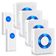 Wireless Doorbell 4 Receivers Door Chime Kit 400M1300ft Long Range 2 Push Buttons with IP55 Waterproof58 Melodies5 Volume LevelsFlash Light White