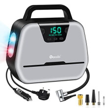 Air Compressor Tyre Inflator 12V 240V ACDC Car Dual Power Max 150PSI Electric Tyre Pump for Car Bike Motorbike Mains Tyre Inflator 240V with Digital