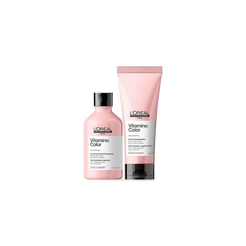 LOral Professionnel Serie Expert Vitamino Colour Shampoo and Conditioner Set Boosts Radiance and Shine For Coloured Hair 300 ml and 200 ml