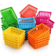 24 Pack Classroom Storage Baskets Small Plastic Baskets for Organizing Colorful Storage Trays Crayon Pencil Containers Organizer Bins for Desk Drawer