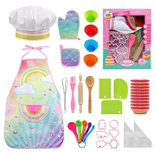Kids Baking Set Kids Aprons for Cooking Kids Cooking Set Kids Chef Set Childrens Chef Hat Apron Kitchen Baking Kits Children Toy Christmas Festivals