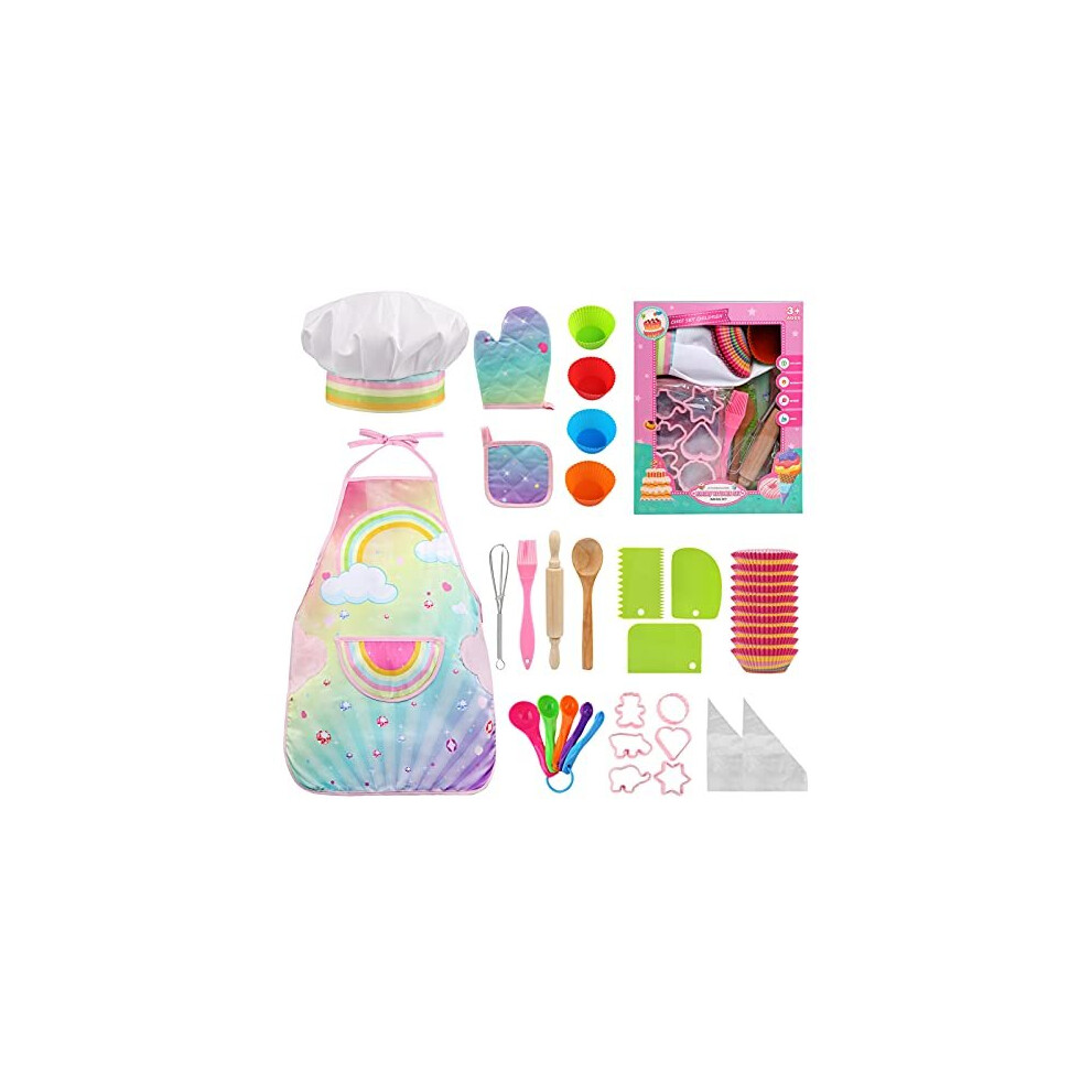 Kids Baking Set Kids Aprons for Cooking Kids Cooking Set Kids Chef Set Childrens Chef Hat Apron Kitchen Baking Kits Children Toy Christmas Festivals