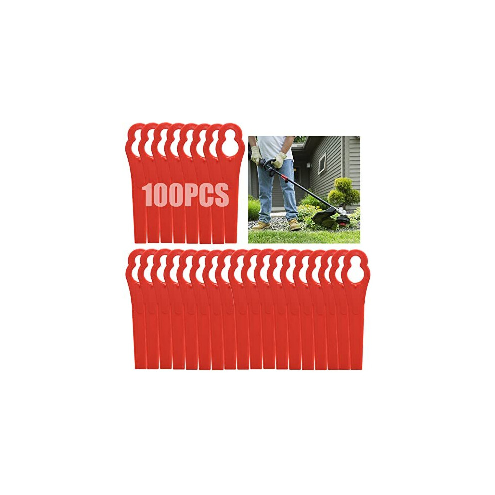 100 Pcs Plastic Grass Trimmer Blades Cordless Strimmer Blades 83 mm Lawn Mower Cutting Blades Garden Mower Replacement Blades for Einhell Grass