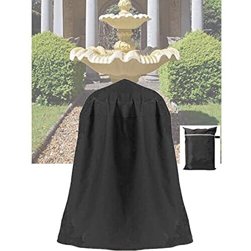 Outdoor Garden Fountain Dustproof Cover Heavy Duty Waterproof Durable Bird Bath Cover Fountain Cover with Locking Drawstring Protective Cover for