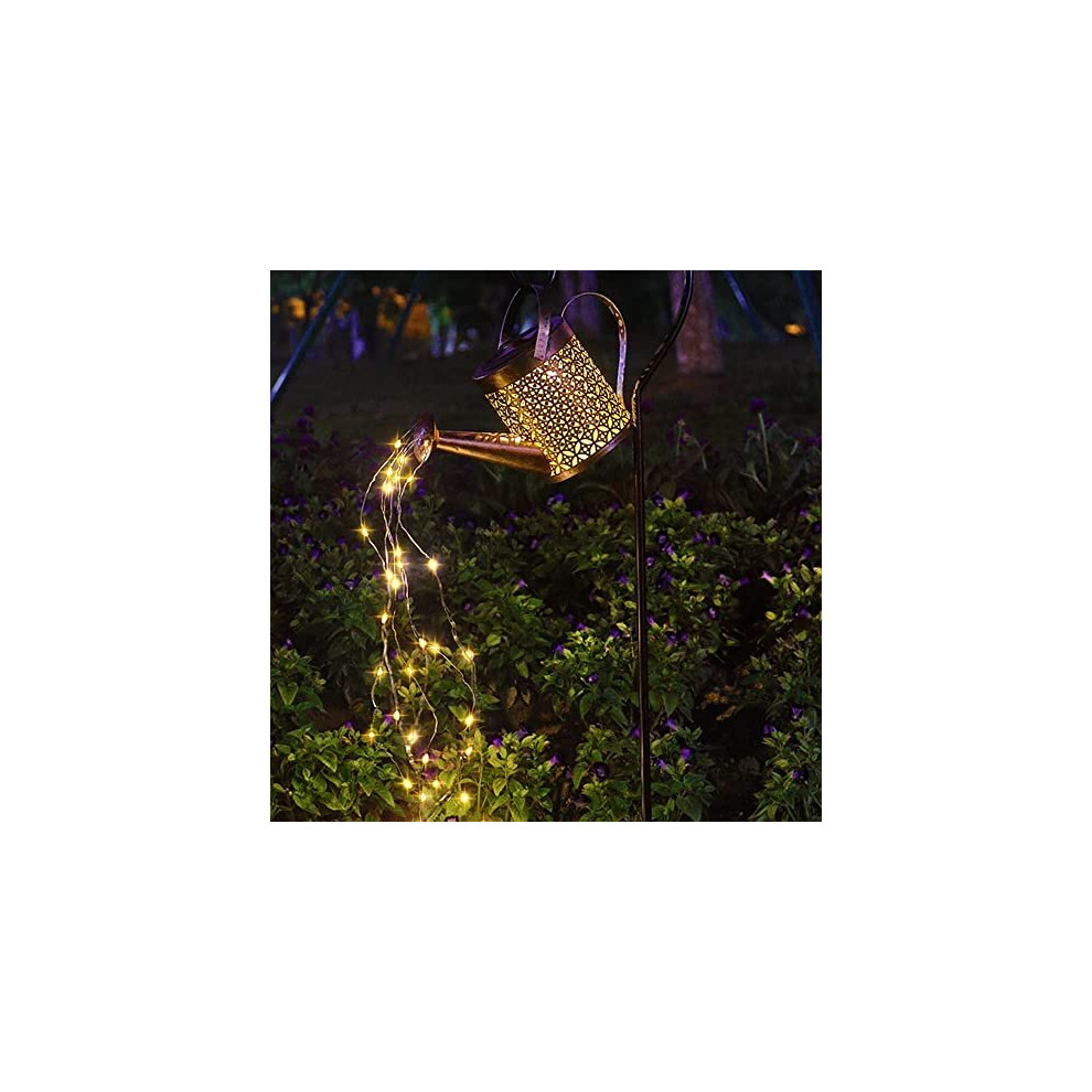 Watering Can Garden Ornaments Outdoor Solar Lights Solar Powered Fairy 36 LED Waterproof Star Shower Unusual Gardening Lamps for Yard Warm White