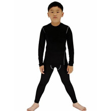 Kids Boys Ski Base Layer Thermal Underwear Long Sleeve Top and Leggings Set Compression Athletic Shirt Tights Black 7
