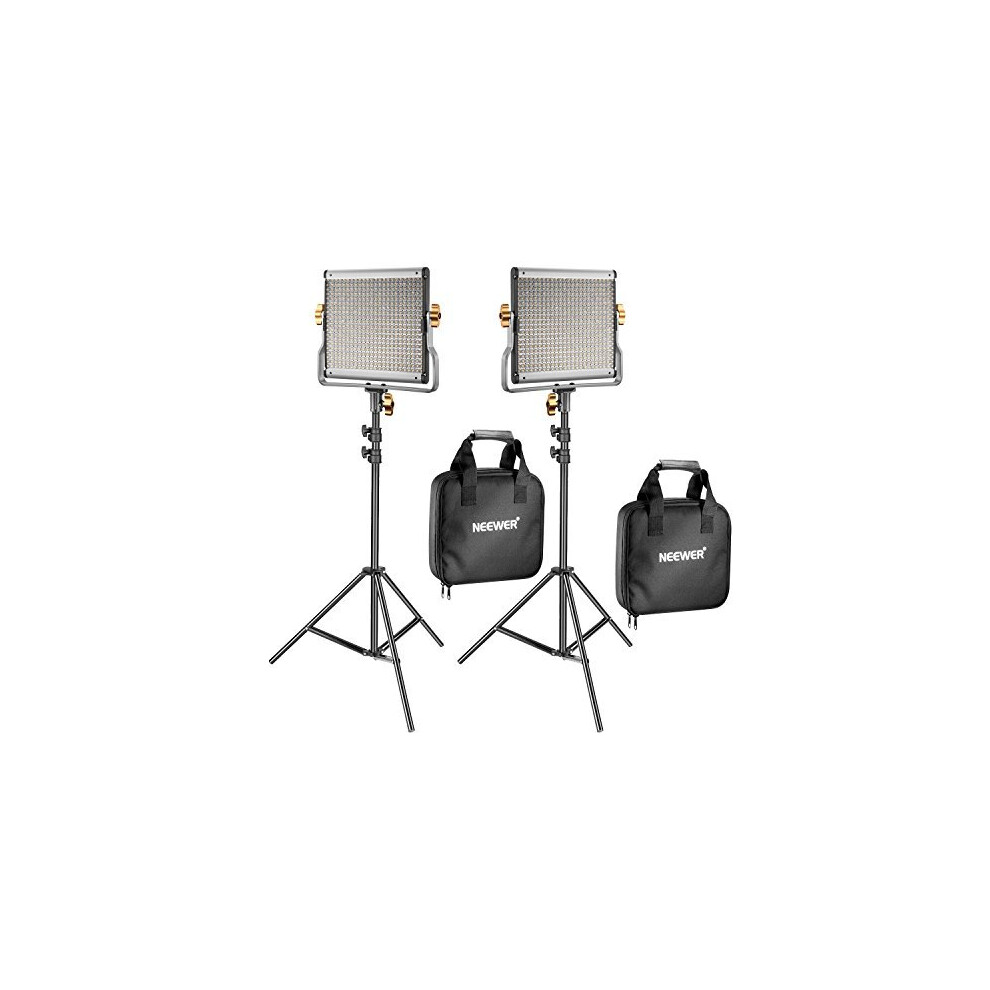 2 Pack Dimmable Bicolor 480 LED Video Light and Stand Lighting Kit Includes 32005600K CRI 96 LED Panel with U Bracket 748 inches Light Stand for