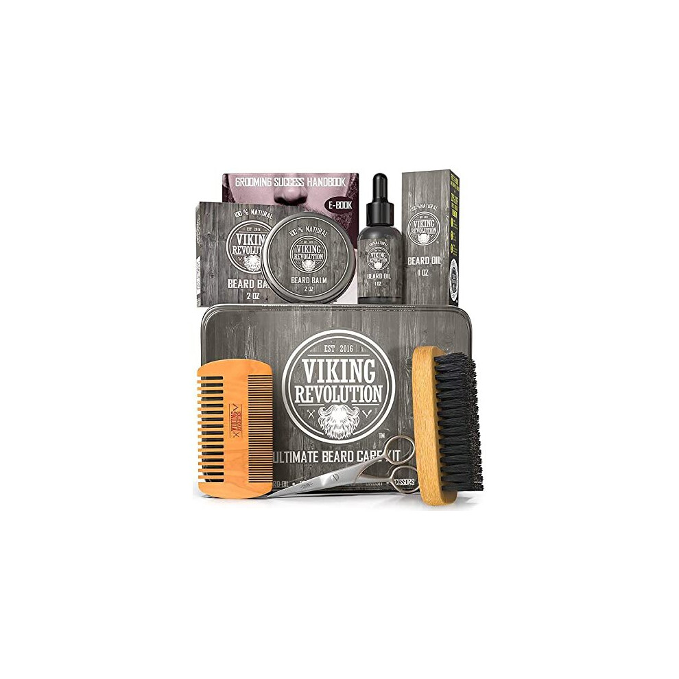 Beard Grooming Kit for Men Ultimate Beard Kit Includes 100 Boar Beard Brush Beard Comb Citrus Beard Balm Unscented Beard Oil Beard Mustache Scissors
