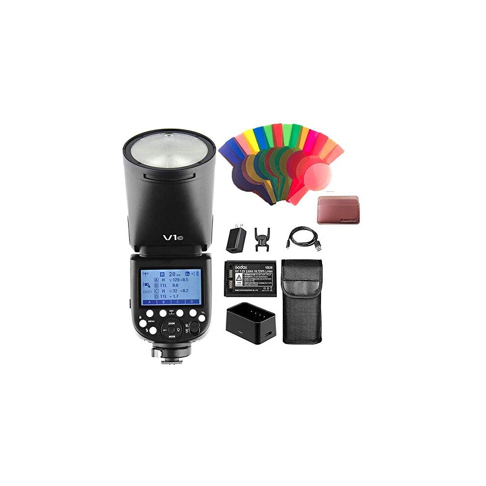 V1C Camera Flash Speedlite Round Head TTL Flash with 24G Wireless system 18000 HSS 10 Level LED Modeling Lamp 2600mAh Lithium Battery Compatible with